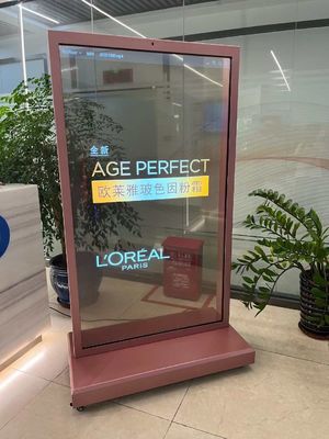 55인치 바닥 서 있는 TV 투명한 OLED 디지털 사이니지 AMOLED 스크린 4K 터치 초 얇은 투명한 OLED 디스플레이